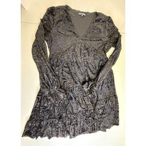 Fashion Nova Dress XL Velvet Burnout Goth Witchy Grunge Long Sleeve Sheer Black